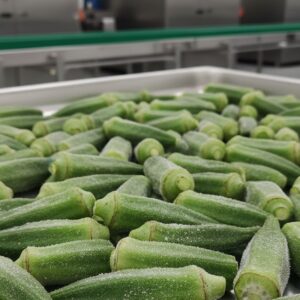 IQF Egyptian okra with tender pods.